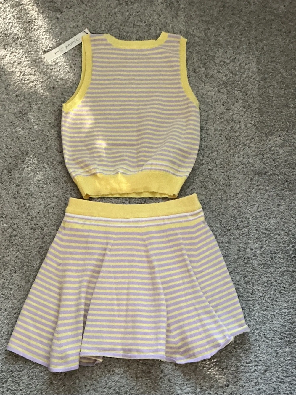 NWT Mustard Seed Knit Top + Skort Set ~ Yellow & Lavender Stripe - Picture 11 of 11